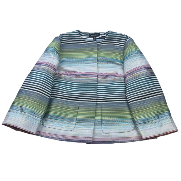 Escada Banora Metallic Stripe Jacket In Blue N170-14 - Picture 3 of 9
